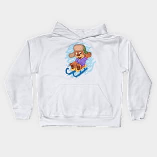 Teddy Bear Sledding Kids Hoodie